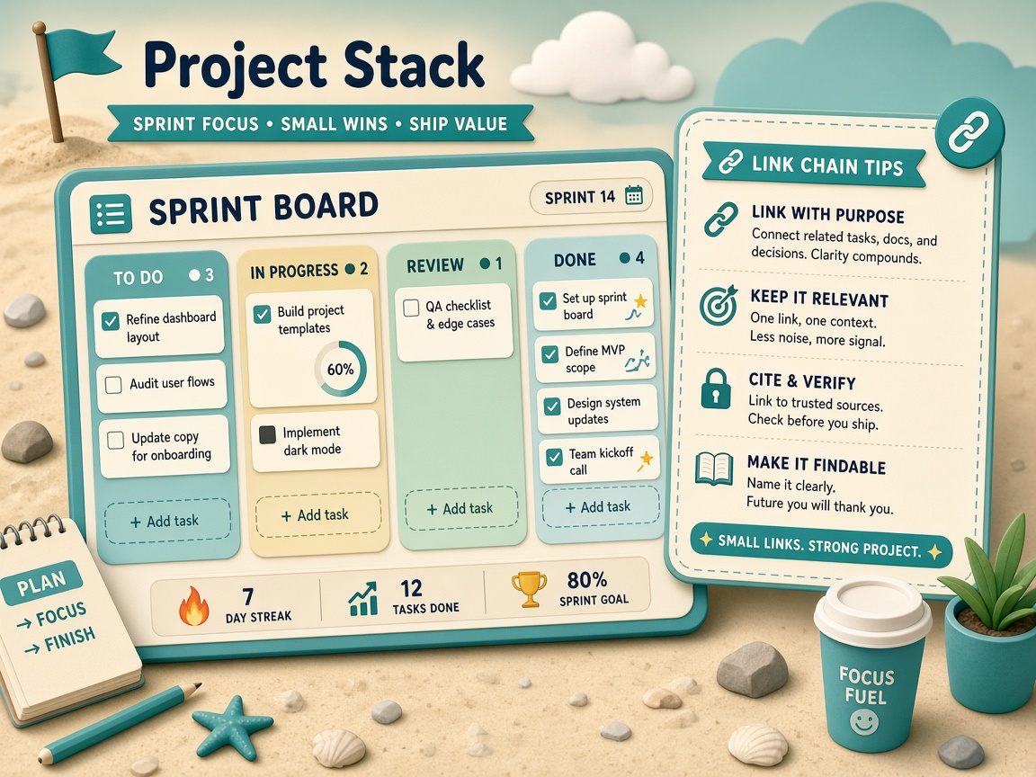 Sprint Board checklist with Link Chain tips